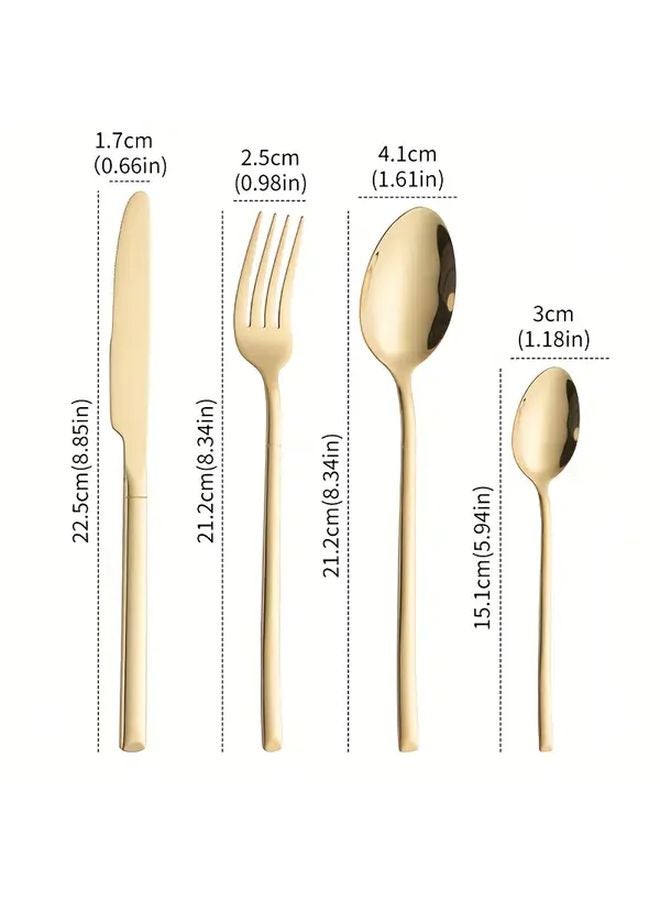 32 Pcs Golden Black Stainless Steel Knight Cutlery Set Forks Spoons Knives - Image 3